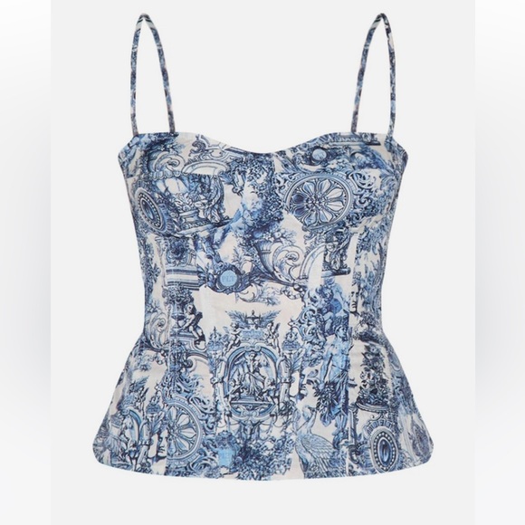 PrettyLittleThing Renaissance Print Structured Corset Top - Picture 9 of 9